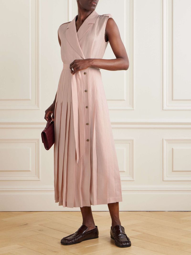 Loro Piana Bryce Linen Midi Wrap Dress