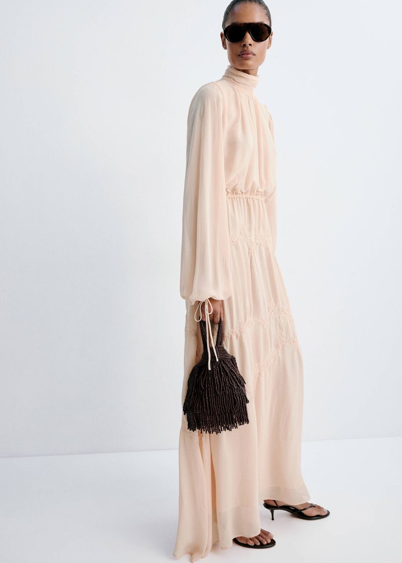 Mango Flowing Dress with Embroidered Details