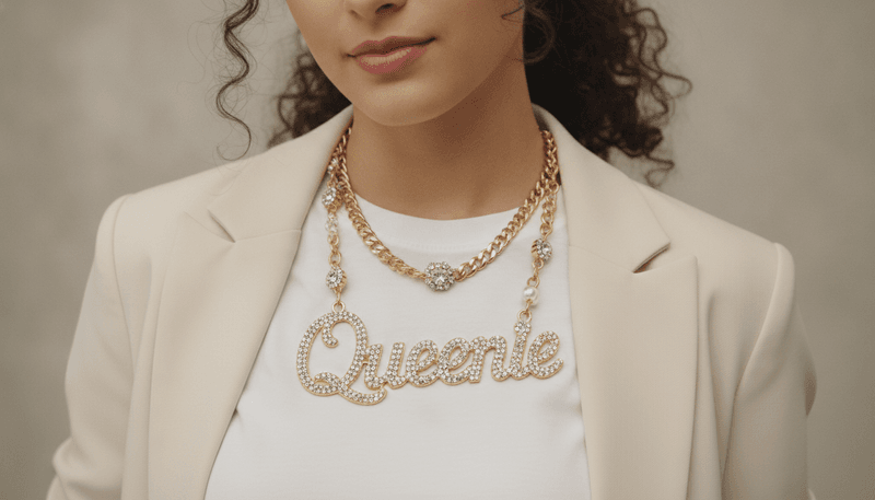 Overly Flashy Nameplate Necklaces