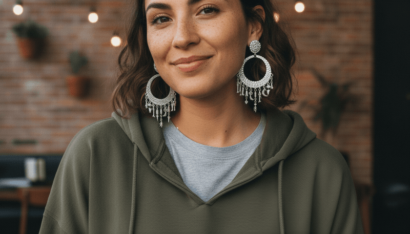 Oversized Hoop Earrings with Excessive Embellishments
