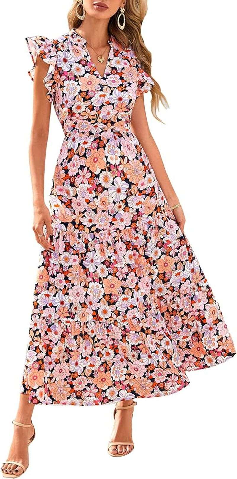 PRETTYGARDEN Women's Summer Floral Midi Dress
