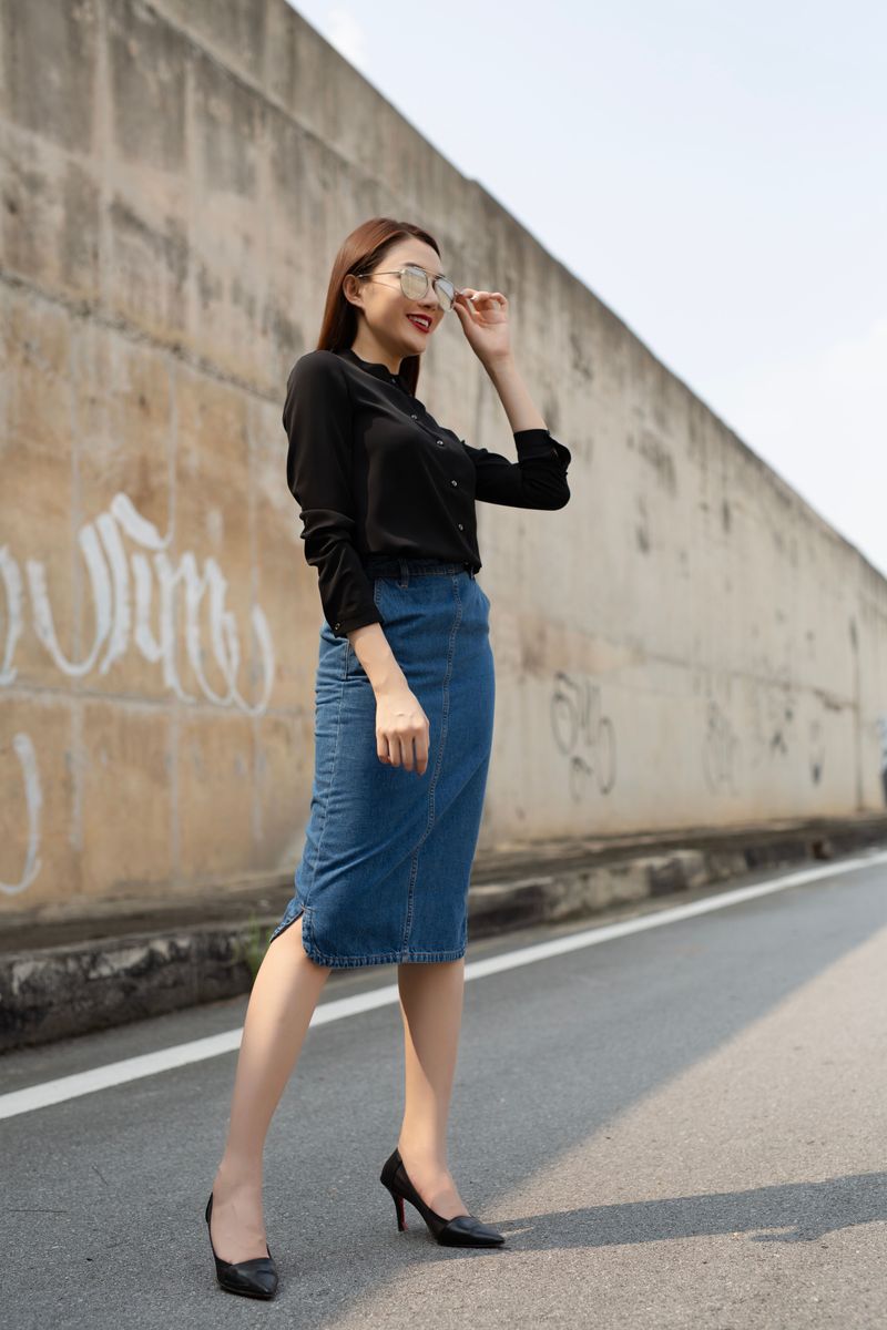 Pencil Skirt + Button-Down Shirt