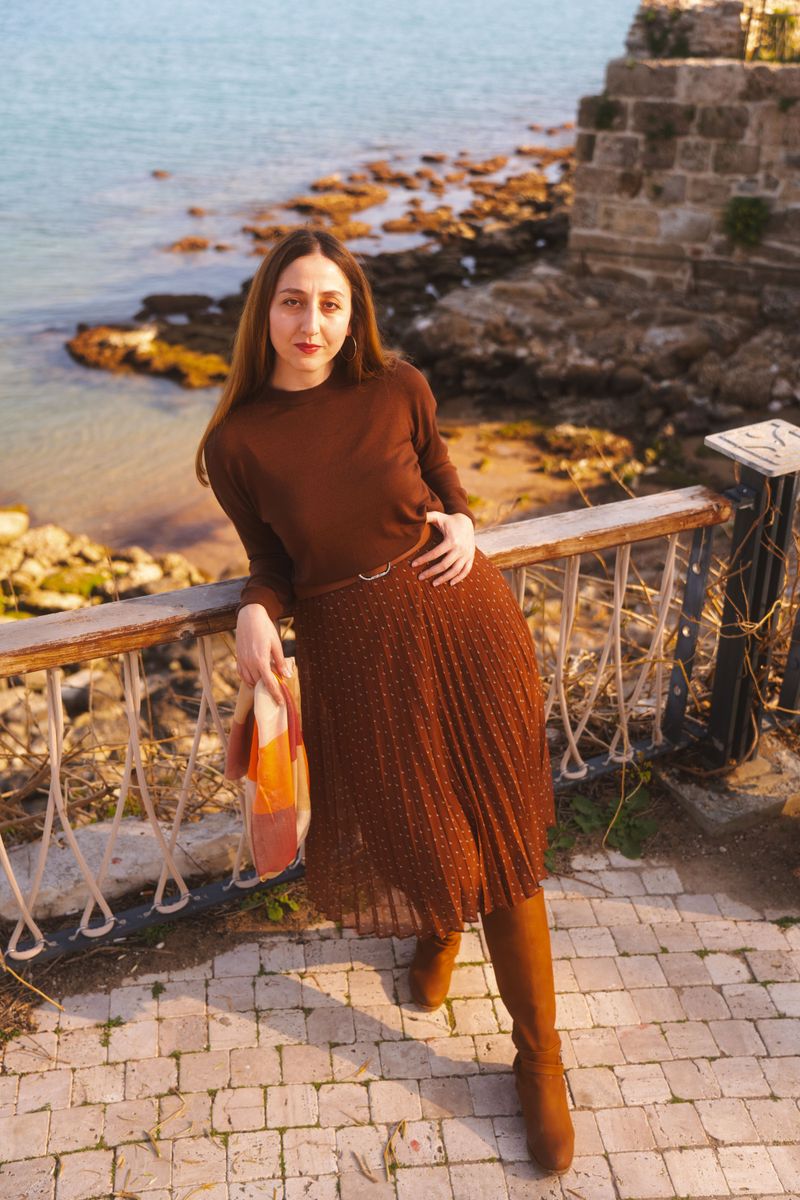 Pleated Midi Skirt + Fine-Knit Sweater