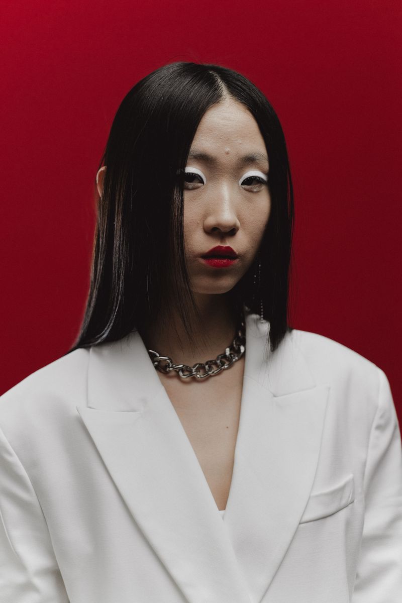 Severe Middle Part with Slicked-Down Sides