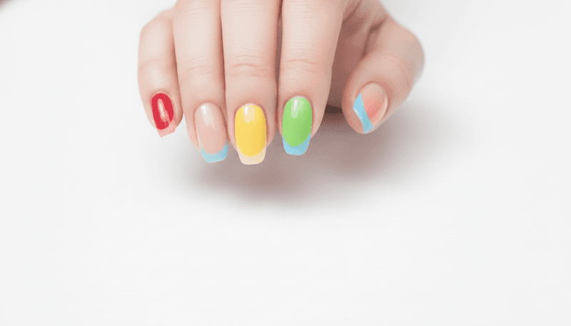 Skittle French Nails