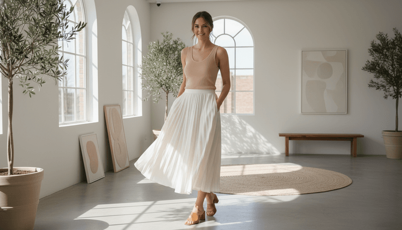 Styled With a Midi Skirt and Knit Tank
