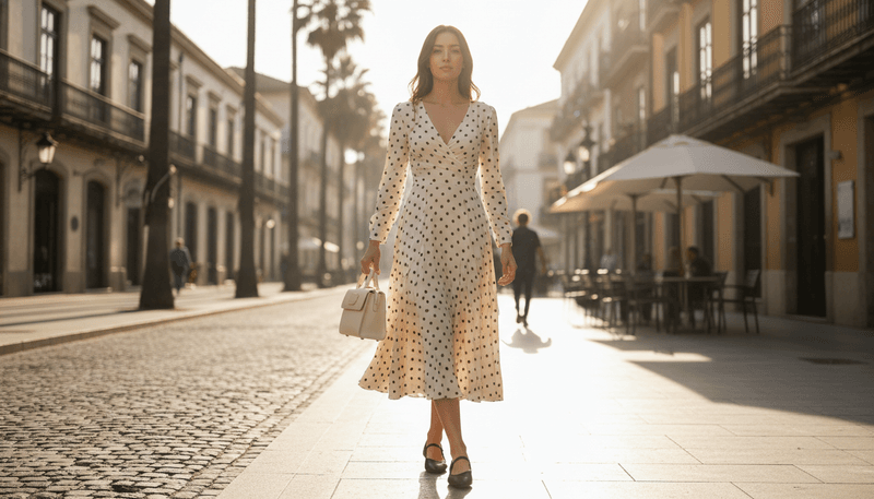 The Polka-Dot Midi Dress + Ballet Flats
