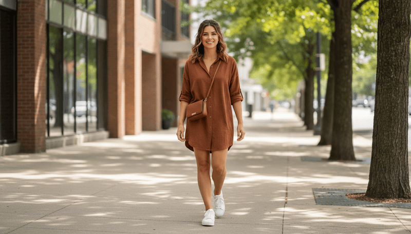 The Shirt Dress + White Sneakers