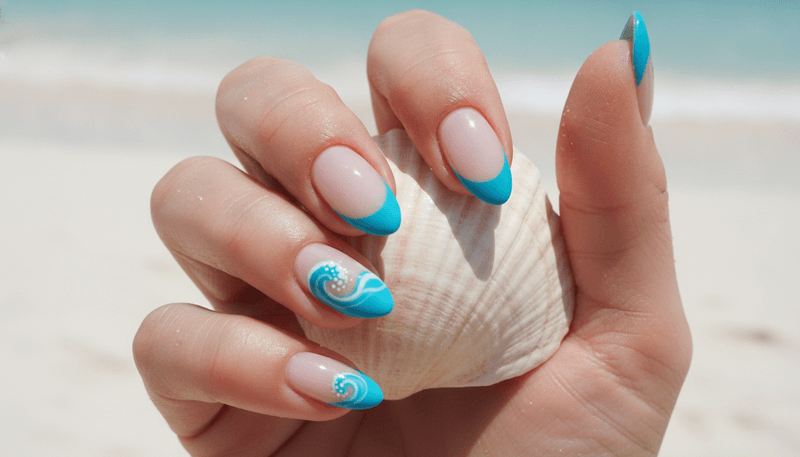 Turquoise French With Wave Details