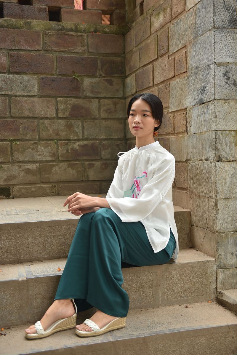 Wide-Leg Trousers + Silk Blouse