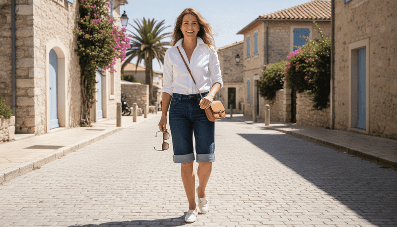 With Denim Bermuda Shorts
