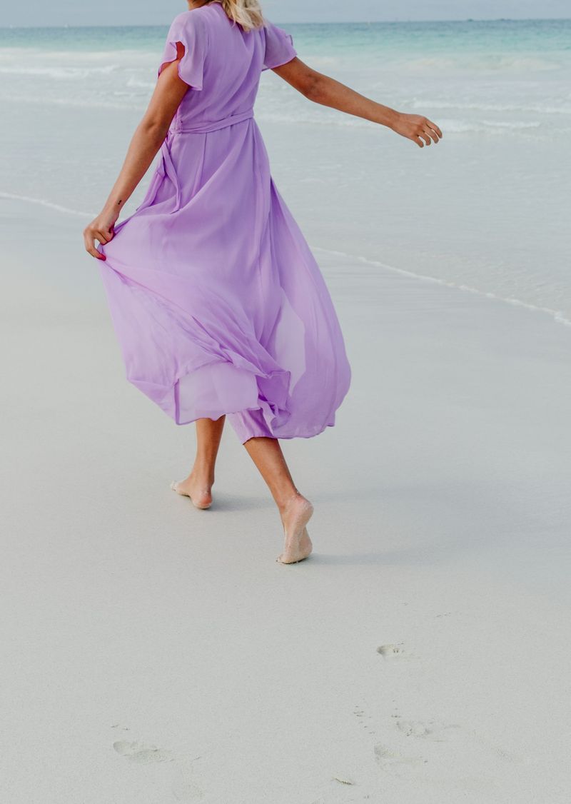 A Flowing Midi Dress in a Solid Color or Subtle Print