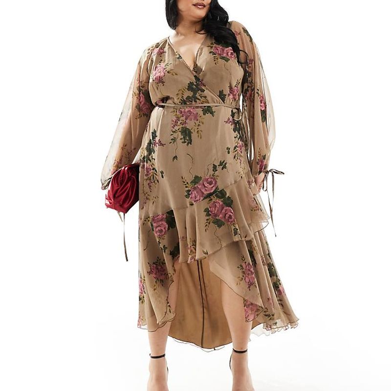 ASOS Chiffon Wrap Floral Maxi Dress