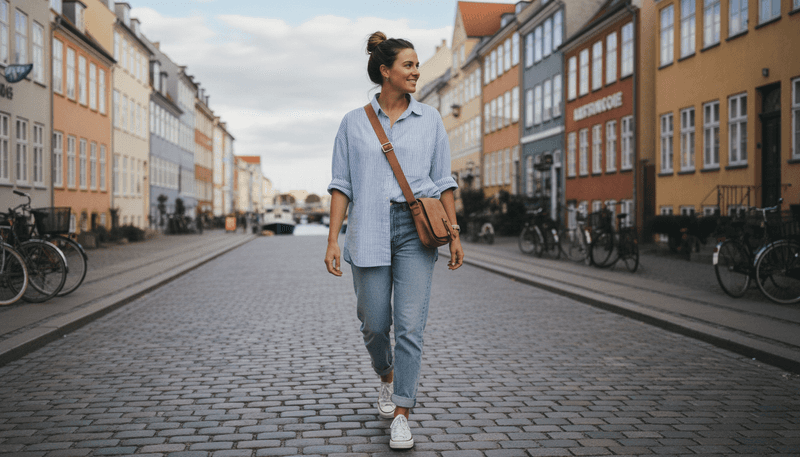 Blue Striped Button-Down + Light-Wash Jeans