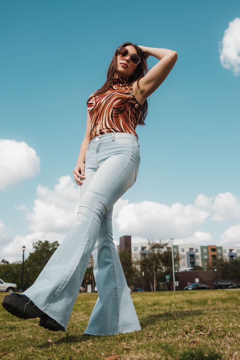 Bootcut or Flared Jeans with a High Rise