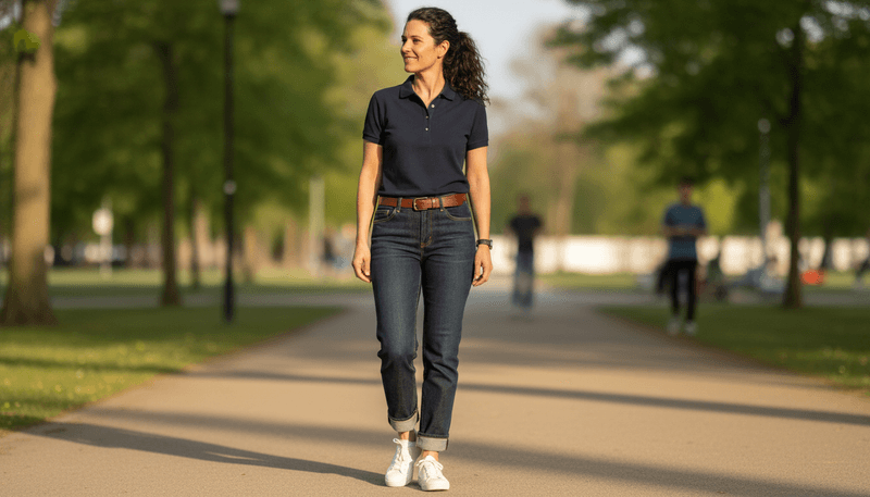 Dark Wash Straight Jeans With a Polo Shirt