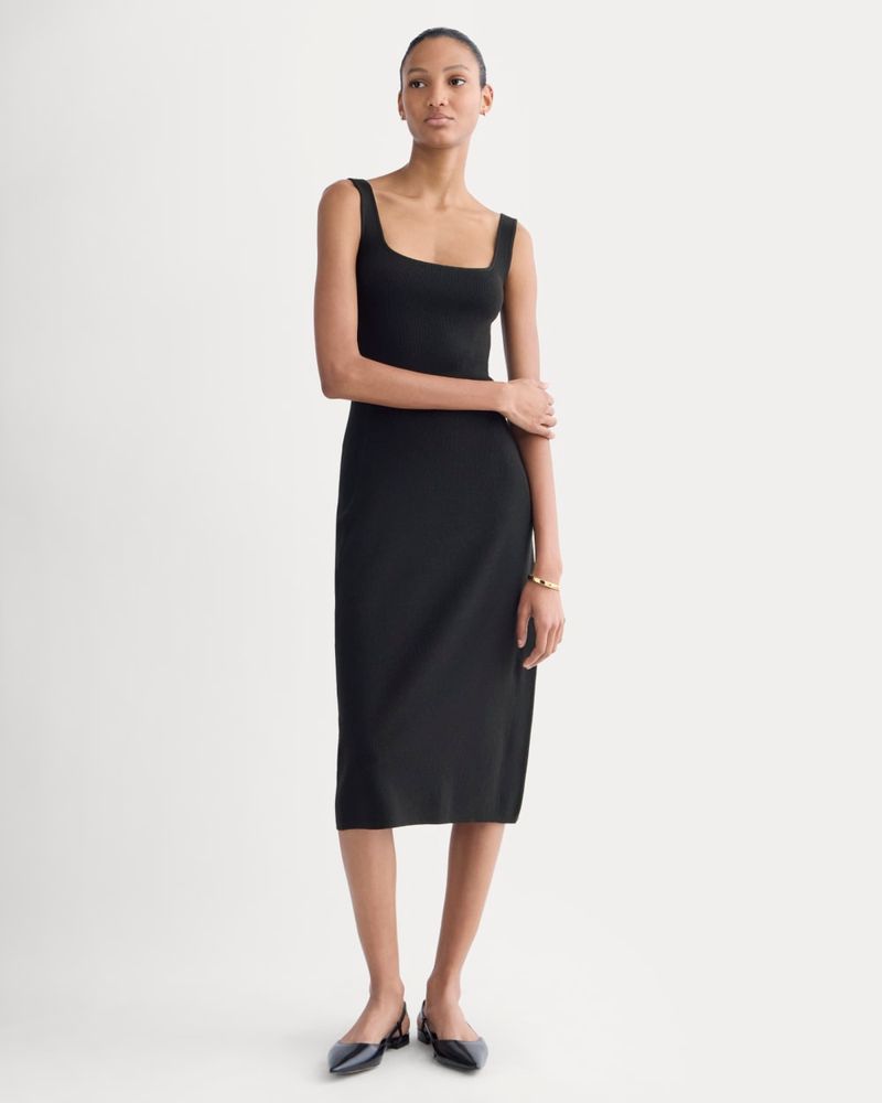 Everlane Square-Neck Midi Dress in Black