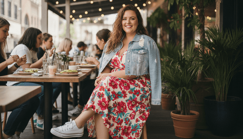 Floral Midi Dress + Denim Jacket