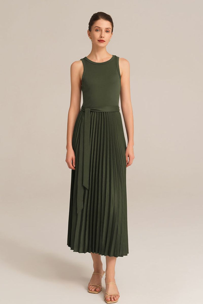 Grace Karin Sleeveless Pleated Midi Dress