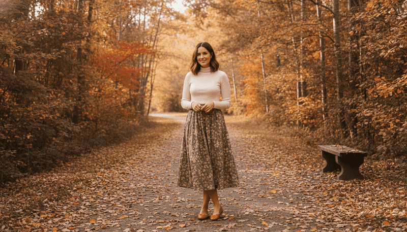 Midi Skirt + Lightweight Turtleneck