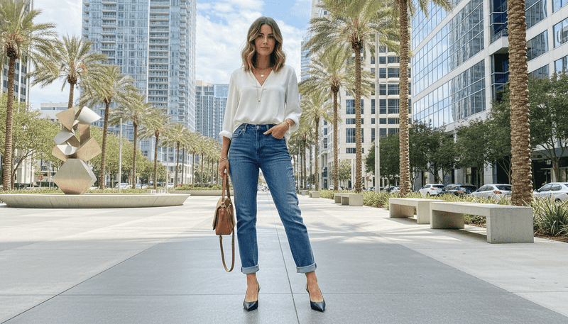 Pointed-Toe Slingbacks With Straight-Leg Jeans