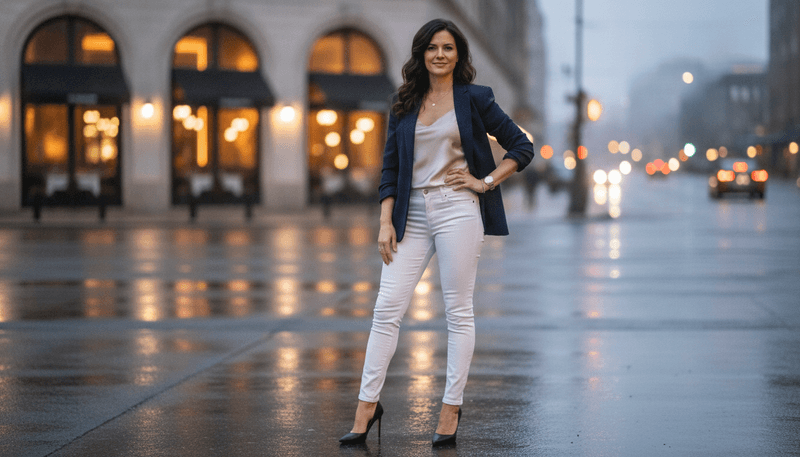 Pointed-Toe Stilettos With White Jeans