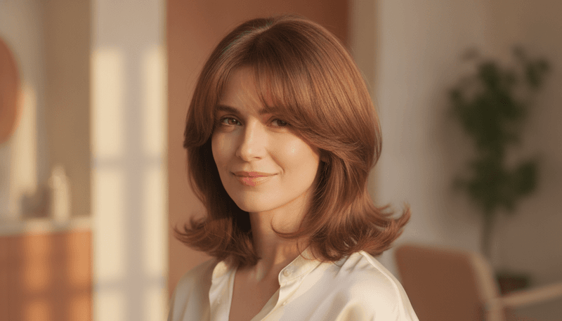 Rounded Layers with Curtain Bangs