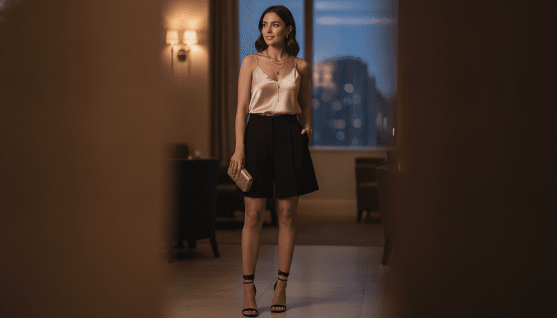 Satin Cami + Tailored Shorts