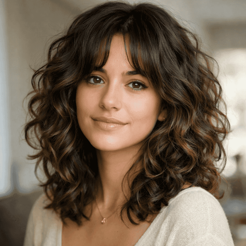 Shoulder-Length Butterfly Cut for Curls