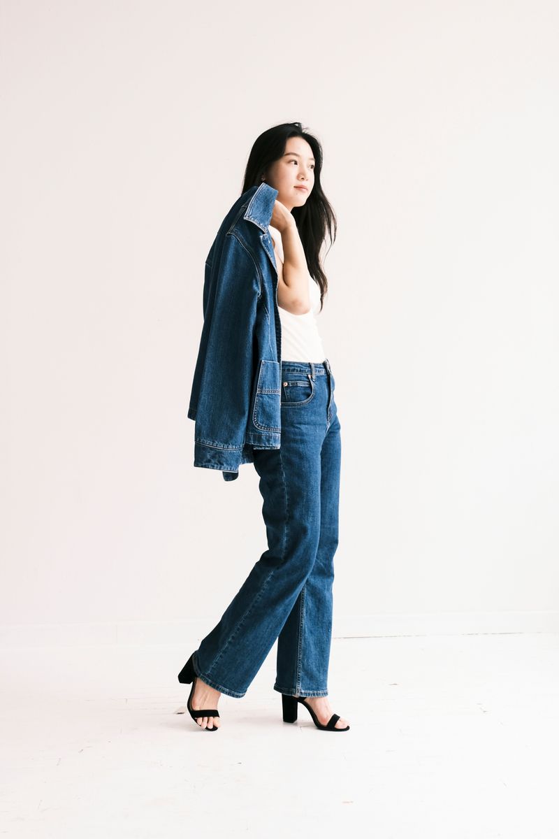 Straight-Leg Blue Jeans