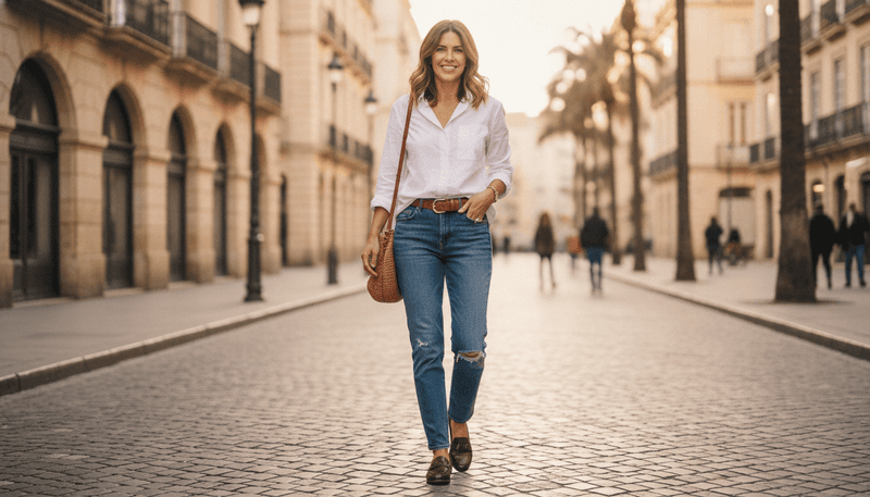 Straight-Leg Jeans With a White Button-Down Shirt