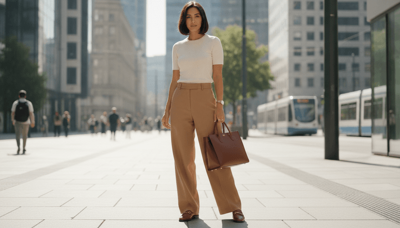 Tailored Trousers + Knit Top + Loafers