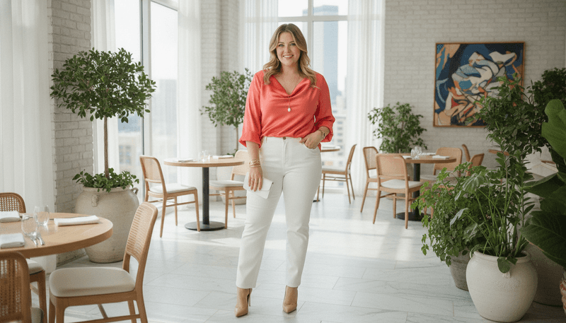 White Jeans + Satin Blouse