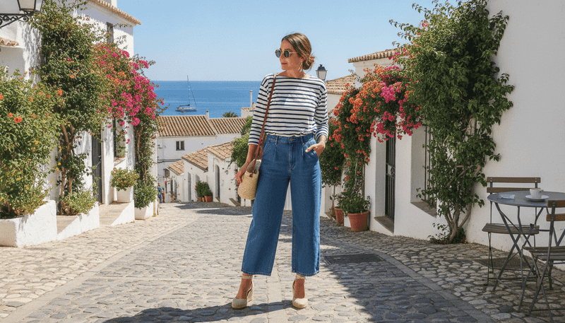 Wide-Leg Jeans With a Breton Stripe Top