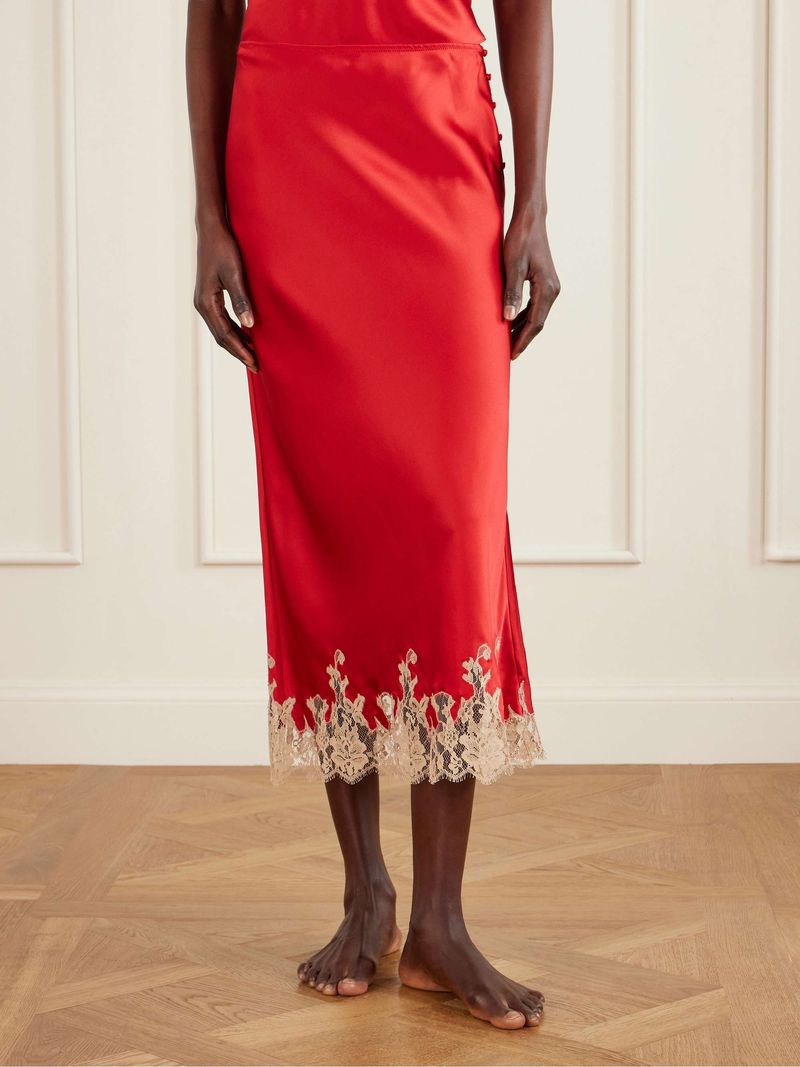 Bias-Cut Satin Midi Skirt
