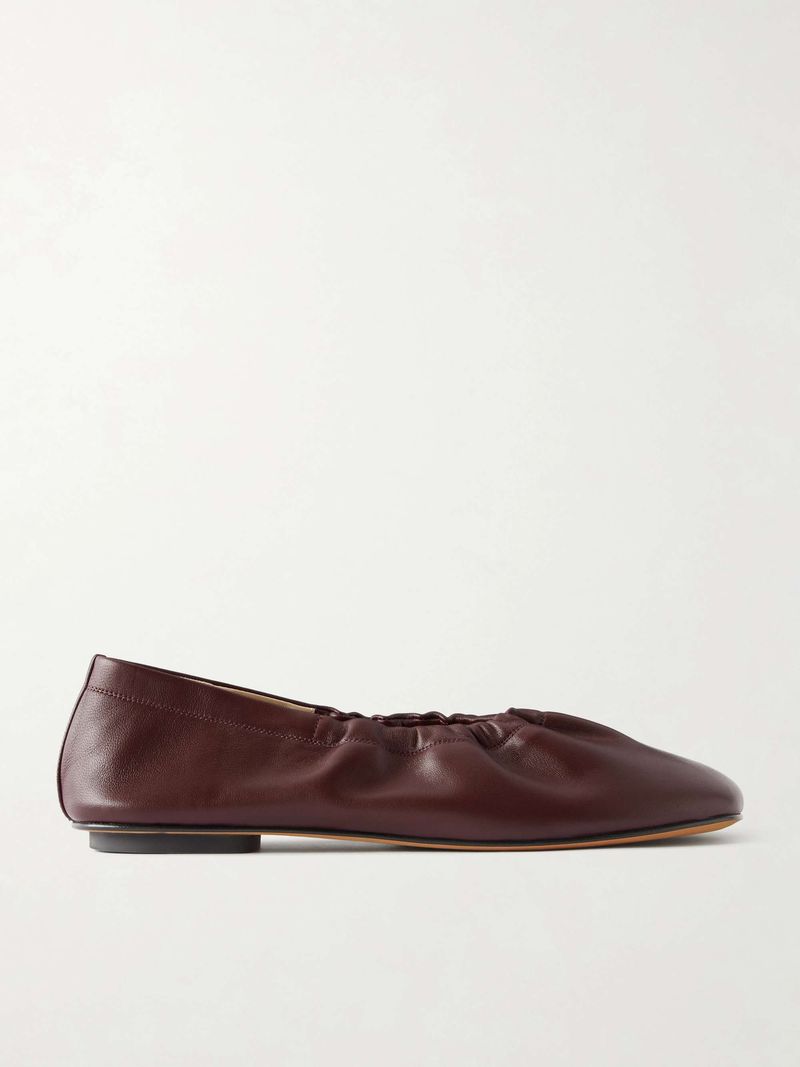 Chocolate Brown Ruched Ballet Flats