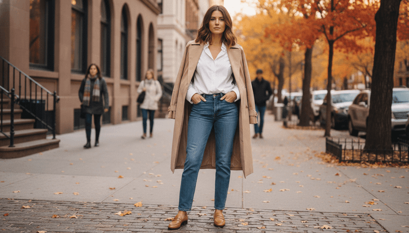 Classic Loafers + Straight-Leg Jeans + White Button-Down