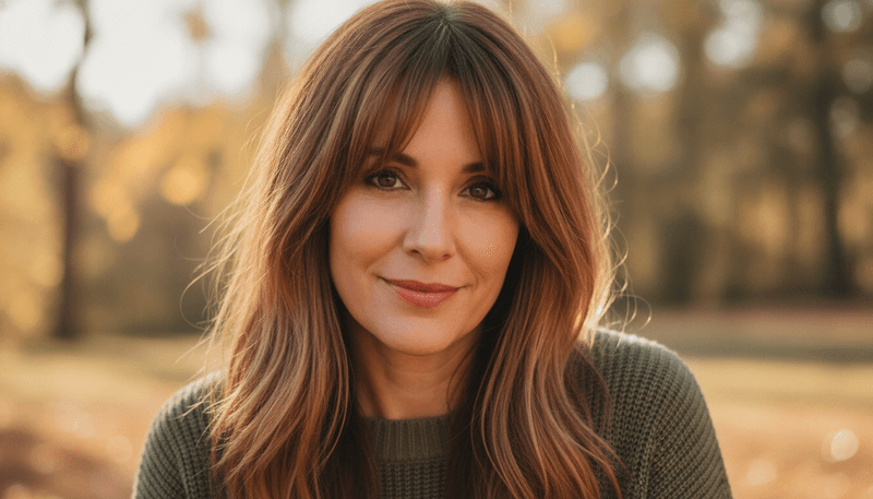 Curtain Bangs with Layered Length