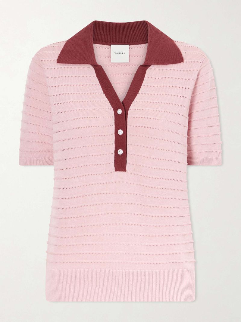 Fine-Knit Polo Sweater