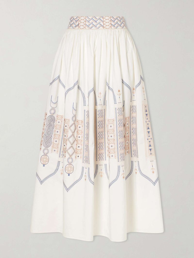 Geometric-Print Midi Skirt