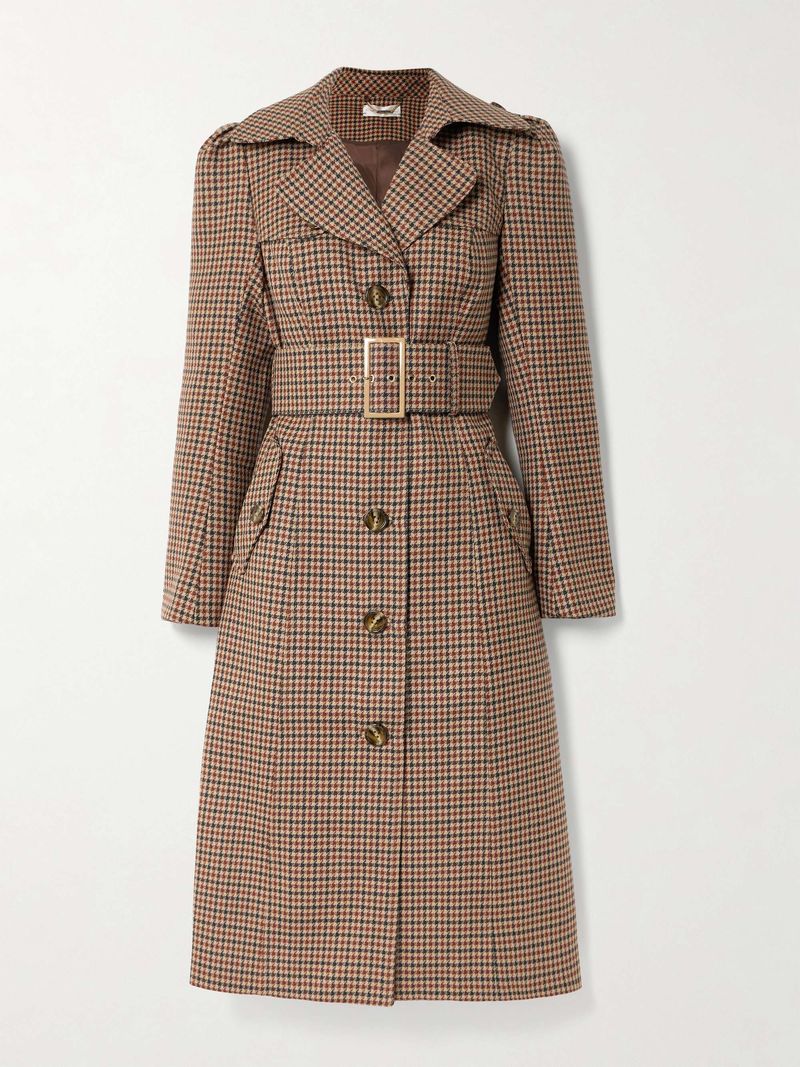 Houndstooth Wool Coat