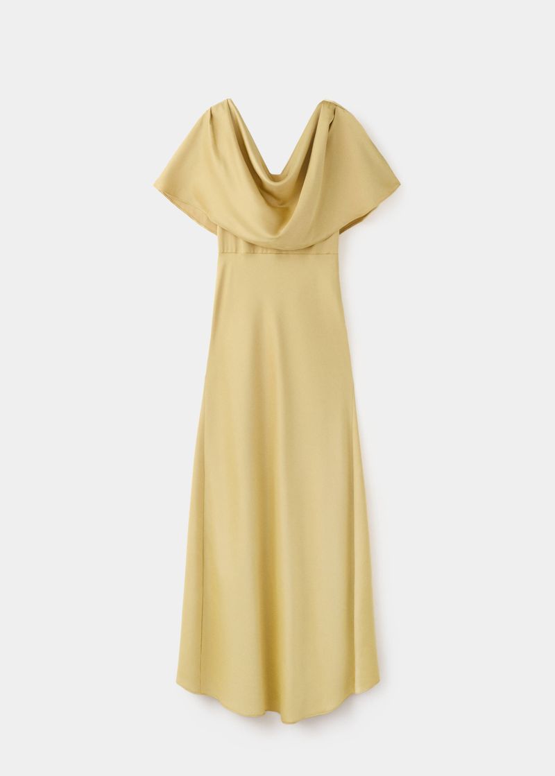 Mango Draped Satin Midi Dress