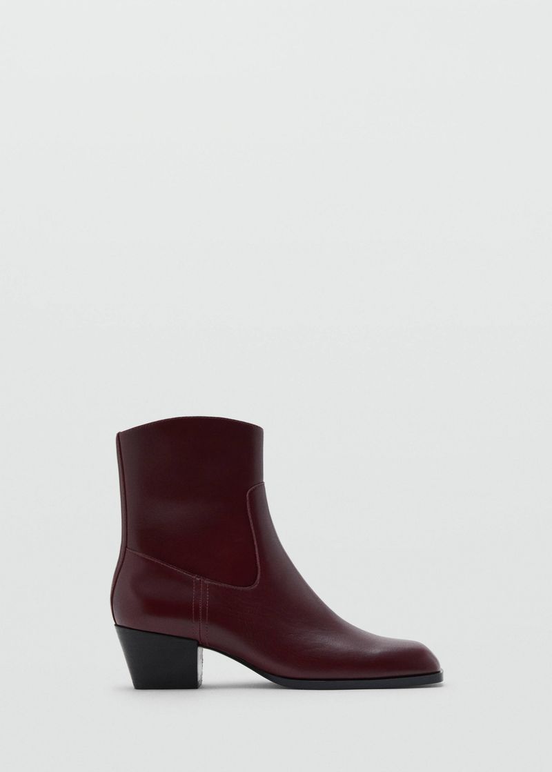 Mango Square-Toe Leather Boot