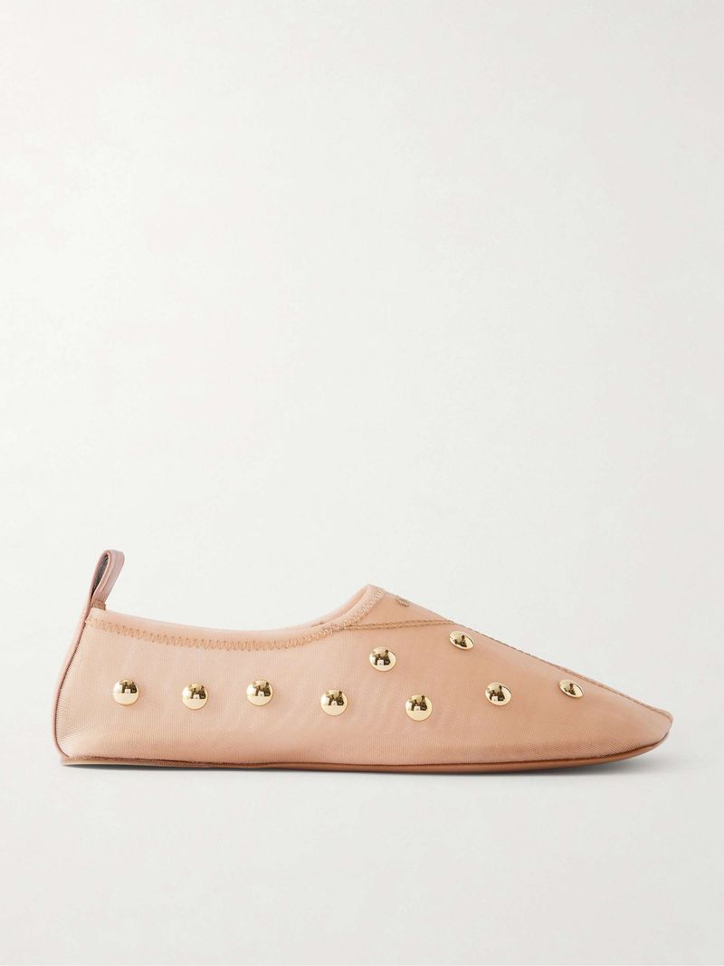 Mesh-and-Leather Flats