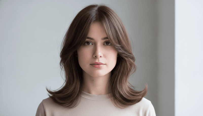 Mid-Length Layers with Side-Swept Bangs