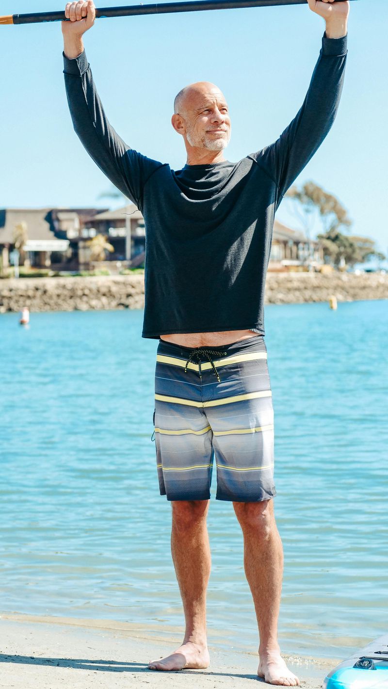 Overly Long Board Shorts at the Beach