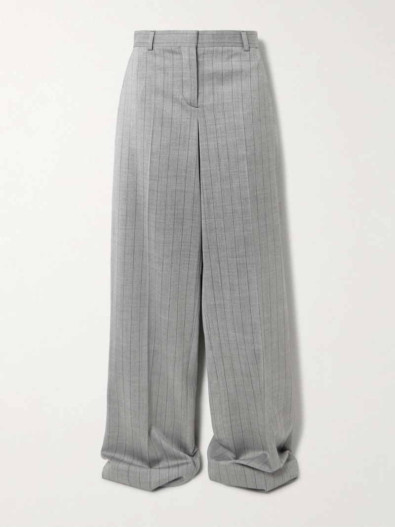 Pinstripe Wide-Leg Trousers