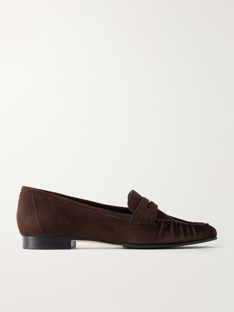 Toteme Velvet Leather-Trimmed Loafers