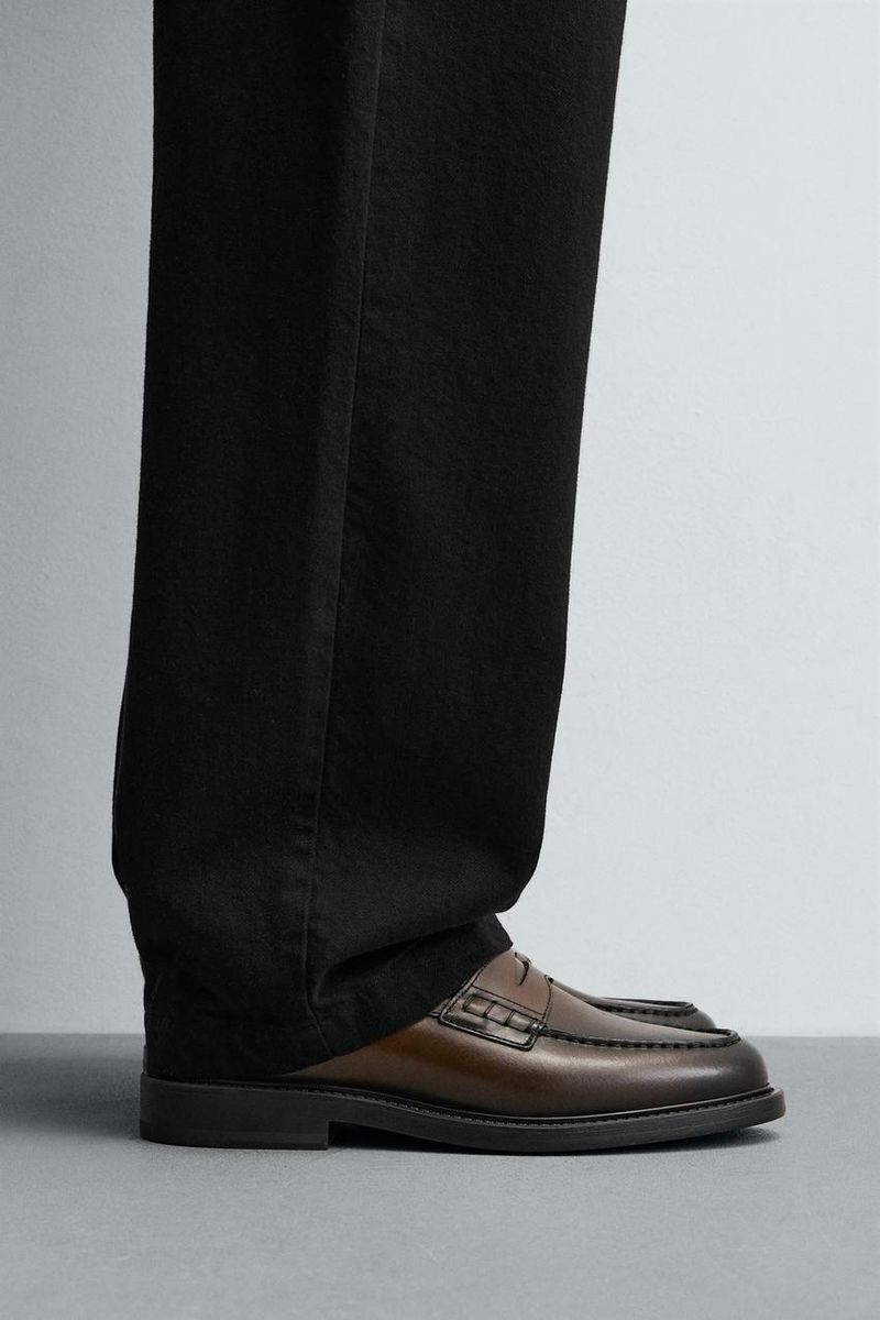 Zara Leather Penny Loafers