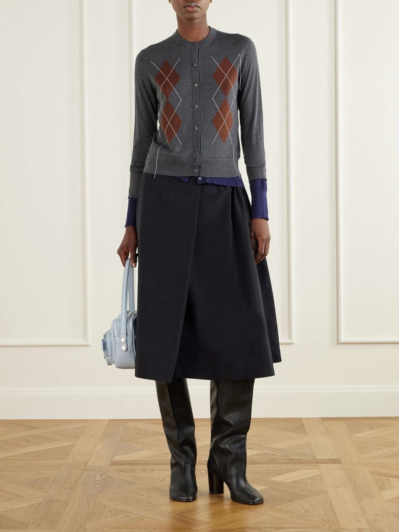 Acne Studios Argyle Silk, Wool and Cashmere-Blend Cardigan